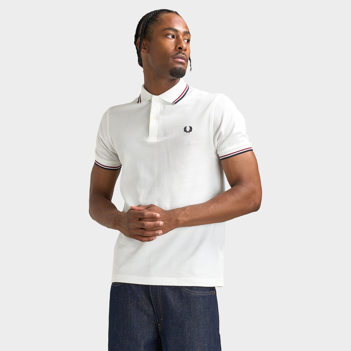 Fred Perry Twin Tipped Polo Snow White / Burnt Red