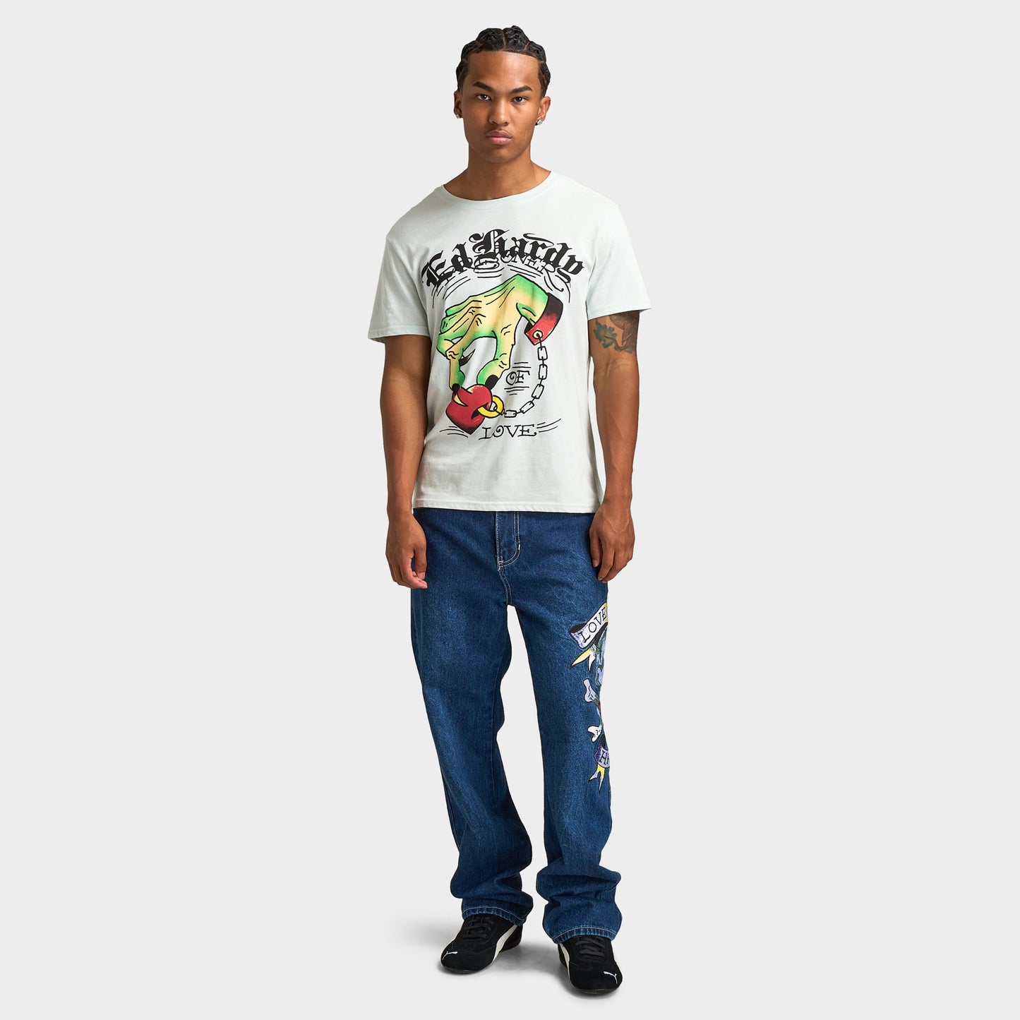 Ed Hardy Skull Heart Baggy Jeans / Indigo