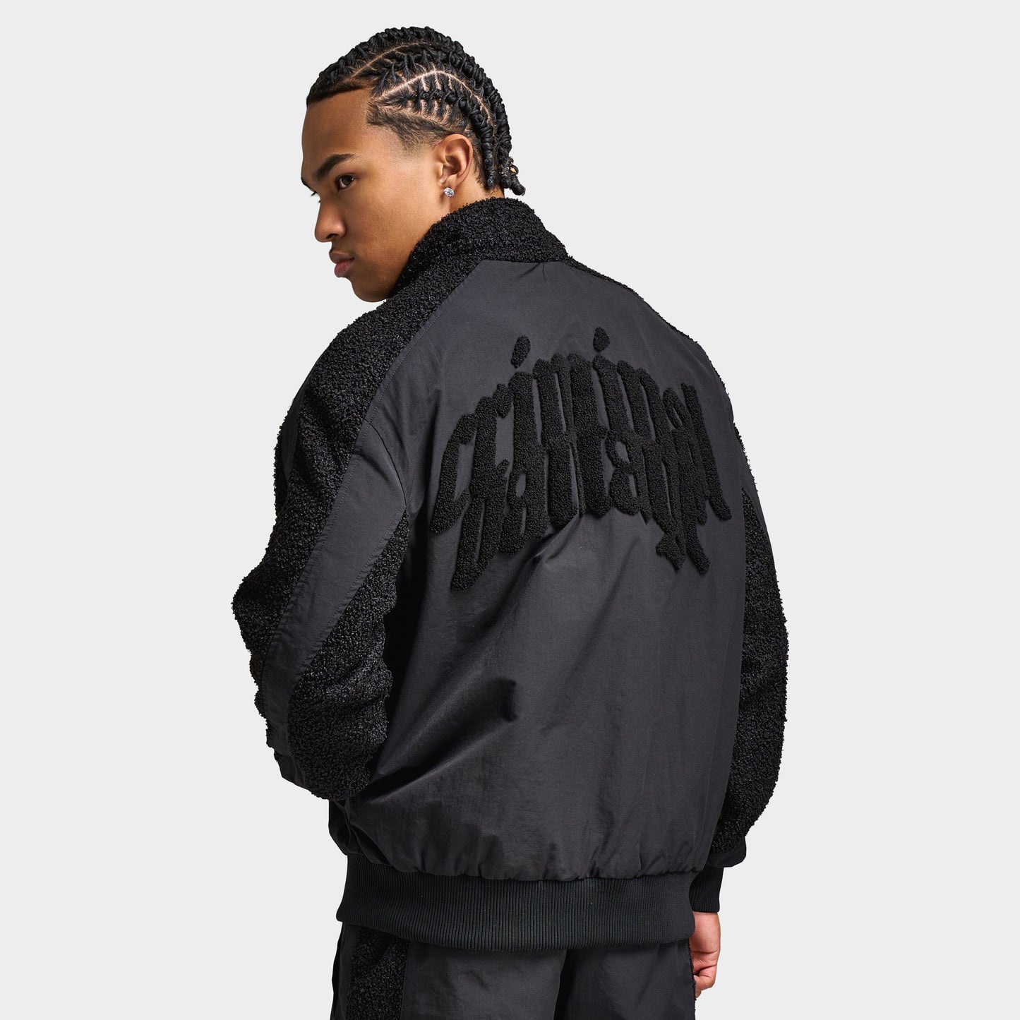 Criminal Damage en Micro-Sherpa et Nylon Veste de survêtement / Noir
