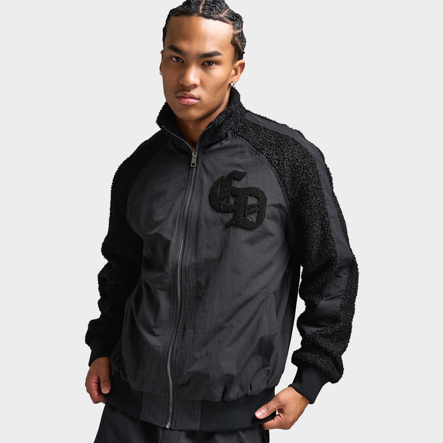 Criminal Damage en Micro-Sherpa et Nylon Veste de survêtement / Noir