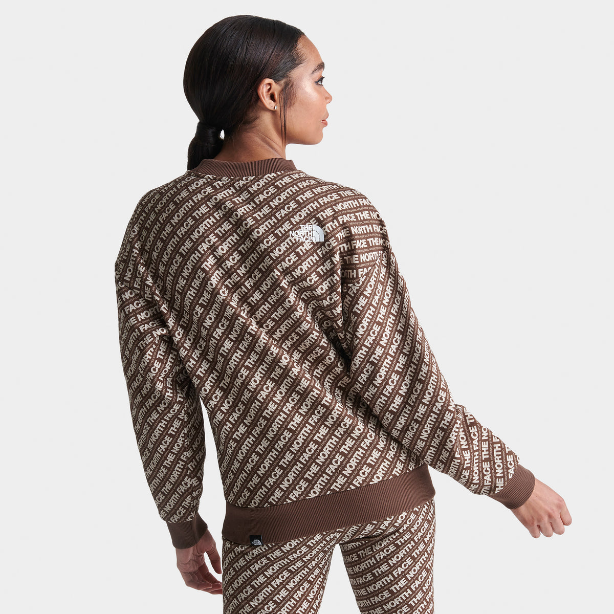 The North Face Women s Allover Print Crewneck Earth Brown