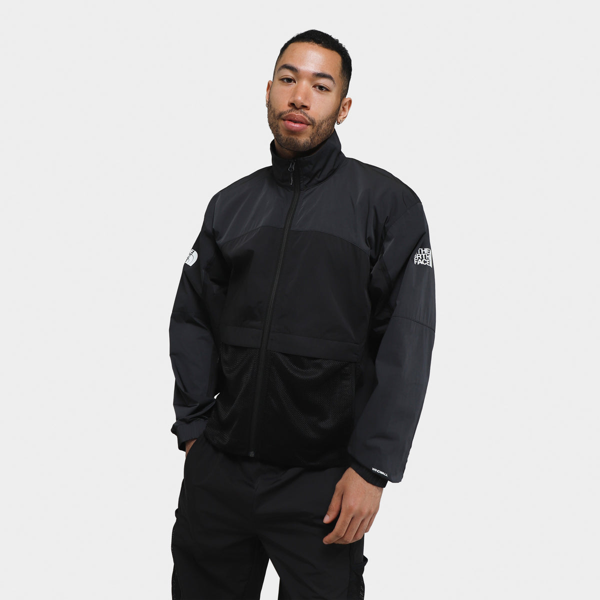 Black north face windwall jacket top