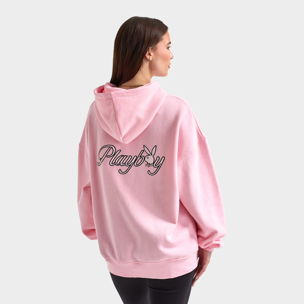 Playboy Women s Script Oversized Graphic Hoodie Pink JD Sports