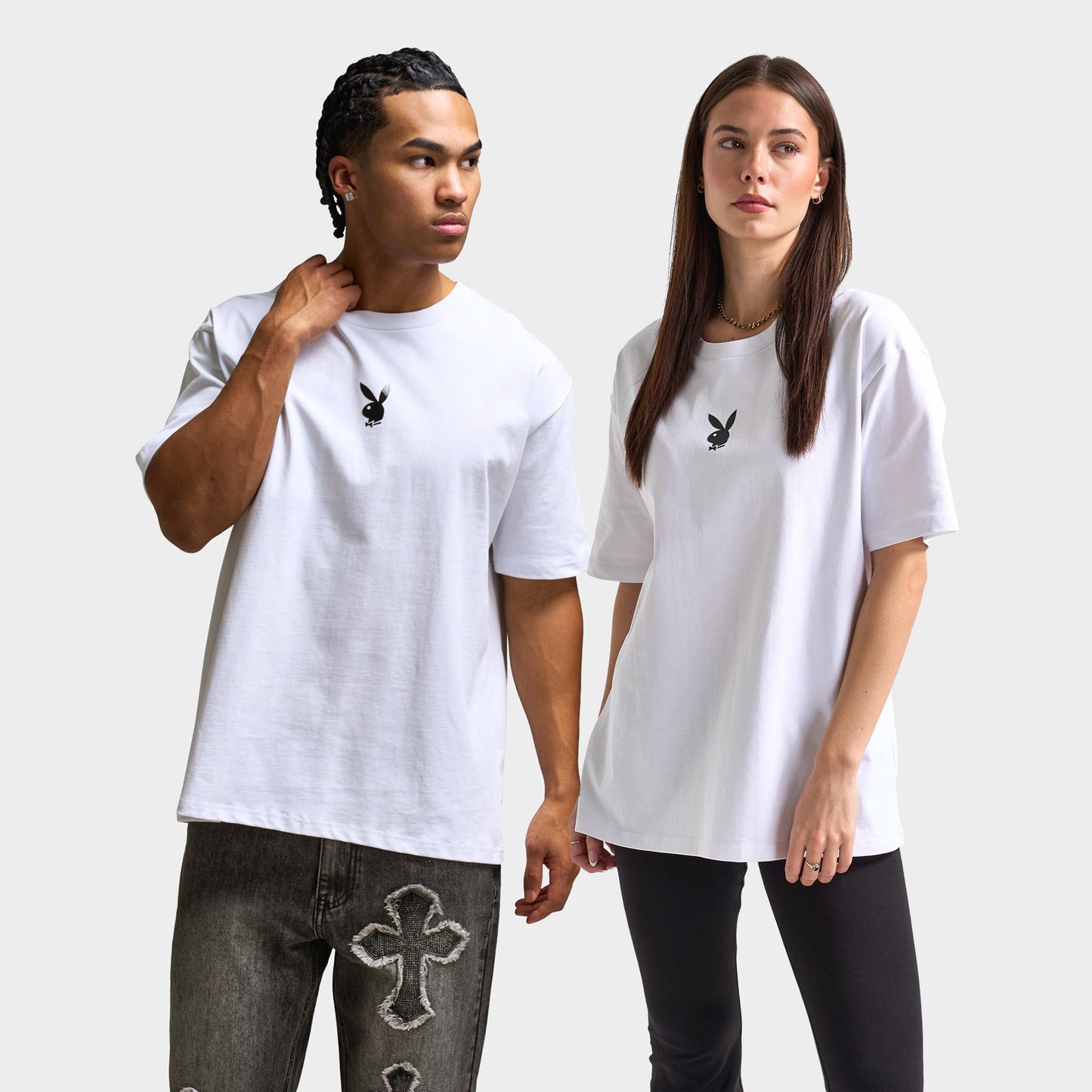 Playboy Women's Lips Diamonte Graphic T-Shirt / White