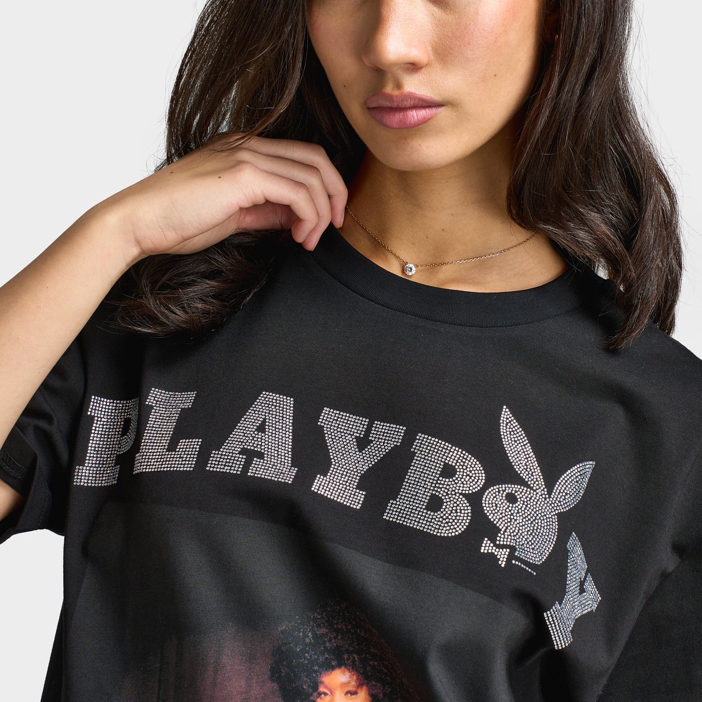 Playboy Chastity Samone Diamonte T-shirt / Noir
