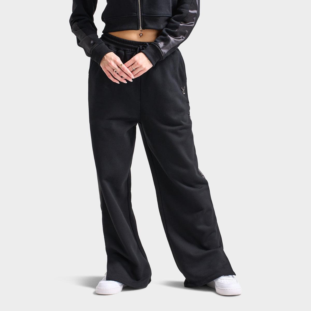 Playboy Women s Script Wide Leg Track Pants Black JD Sports