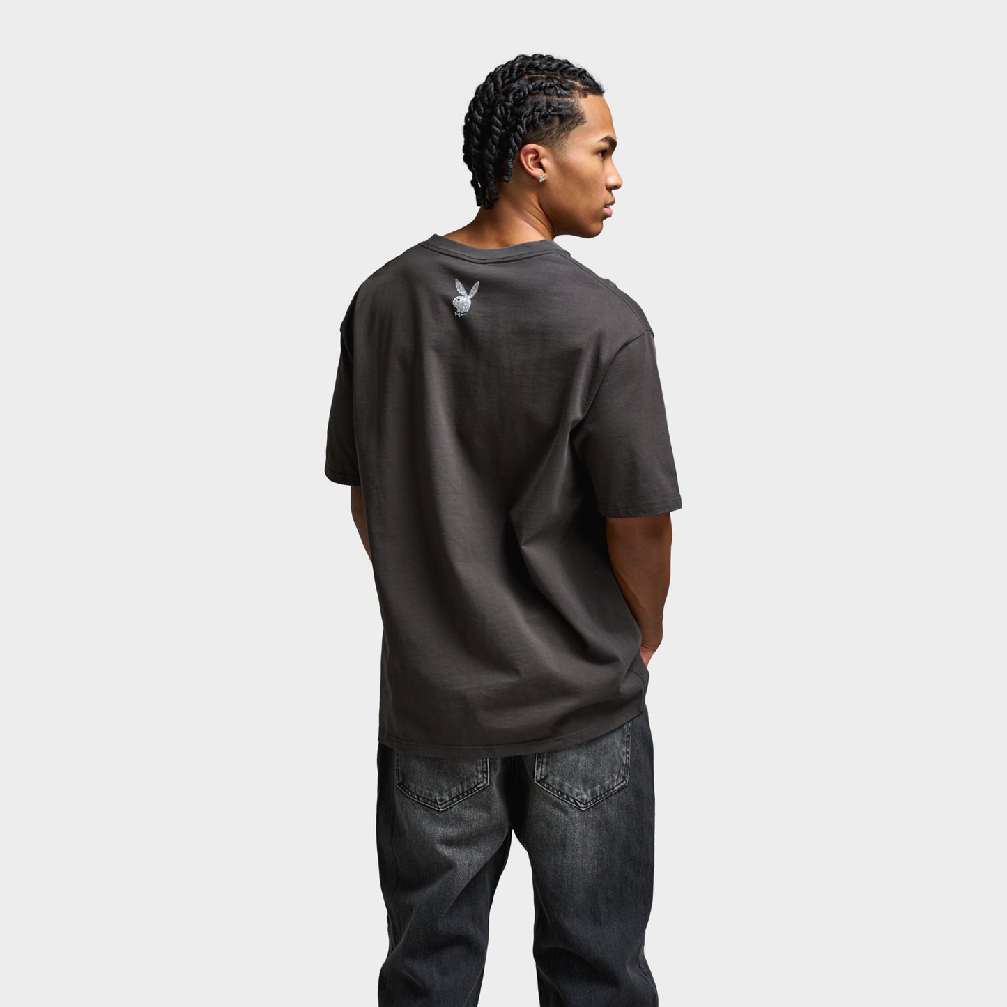 Playboy Diamonte Covers Oversized Graphic T-Shirt / Washed Black