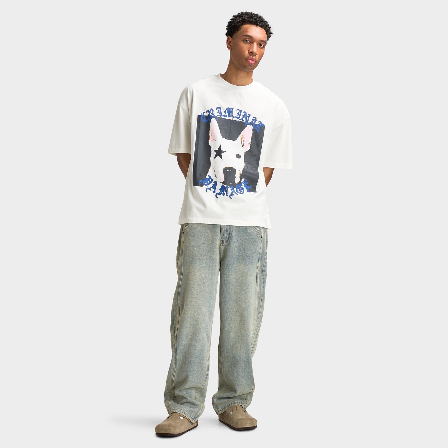 Criminal Damage T-shirt Star Dog / Blanc Cassé