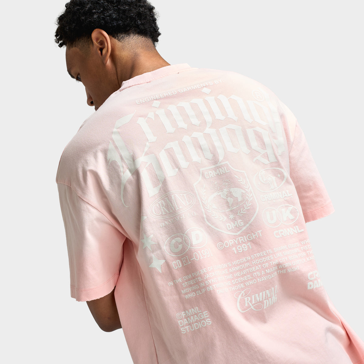 Criminal Damage T-shirt Sun Fade Logo Mania / Rose délavé