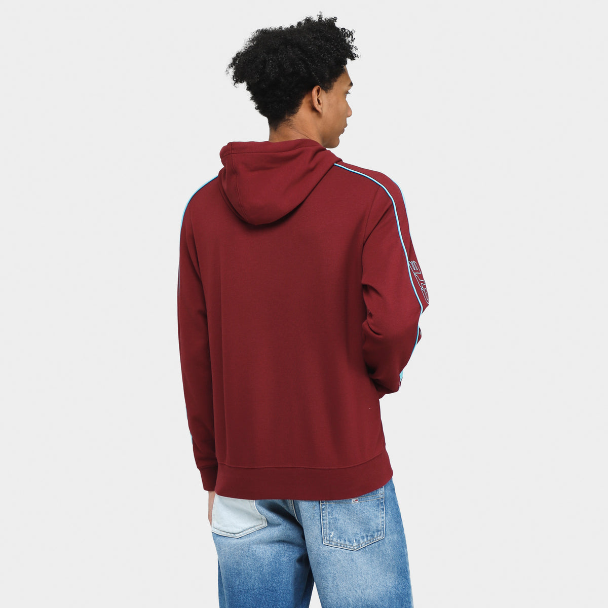 Lacoste Contrast Details Pullover Hoodie Burgundy JD Sports
