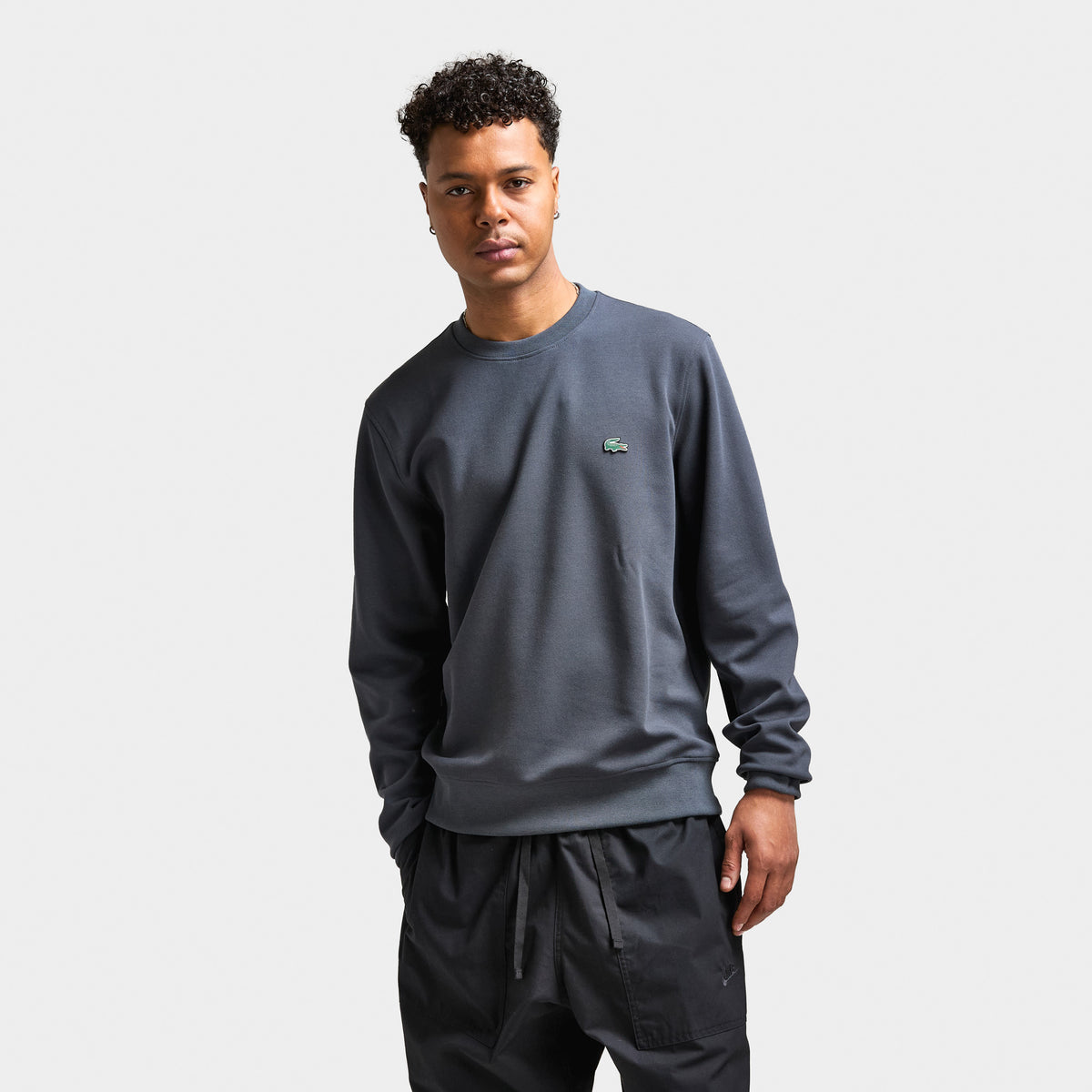 Lacoste Classic Fit Light Double Face Crewneck Graphite