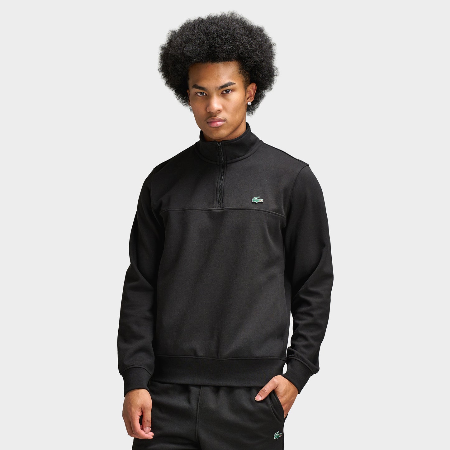 Lacoste Double Knit Half-Zip Sweater / Black
