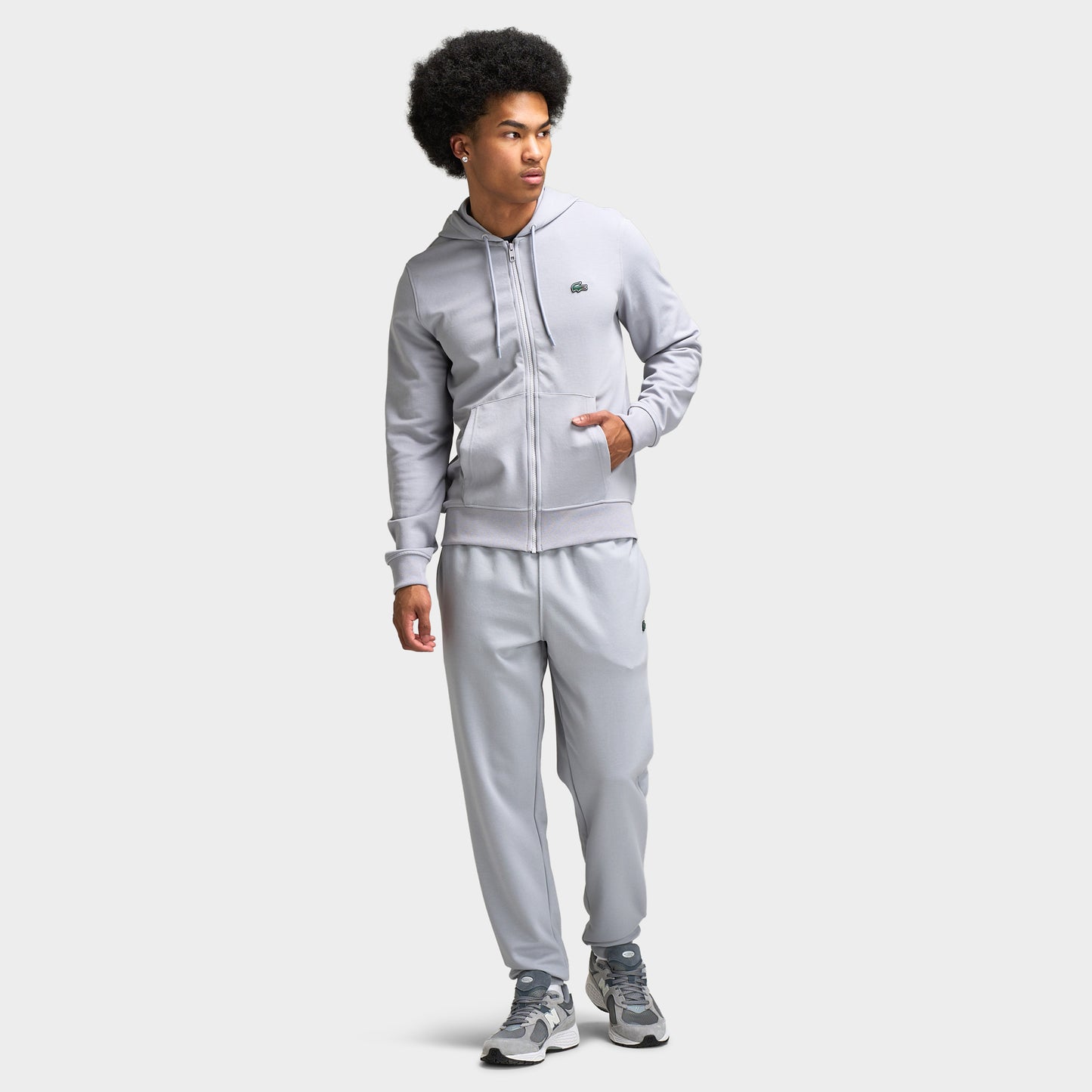 Lacoste Double Knit Full-Zip Sweater / Grey