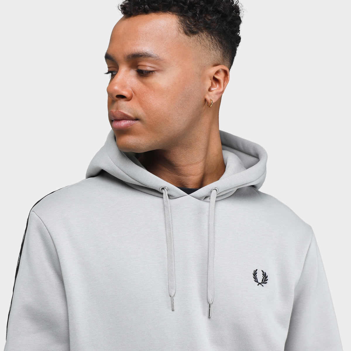 Fred Perry Panelled Tape Pullover Hoodie Limestone JD Sports