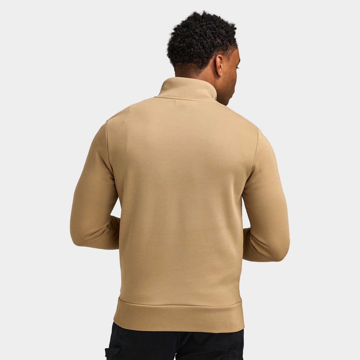 Fred Perry Badge Half Zip Sweatshirt / Warm Stone