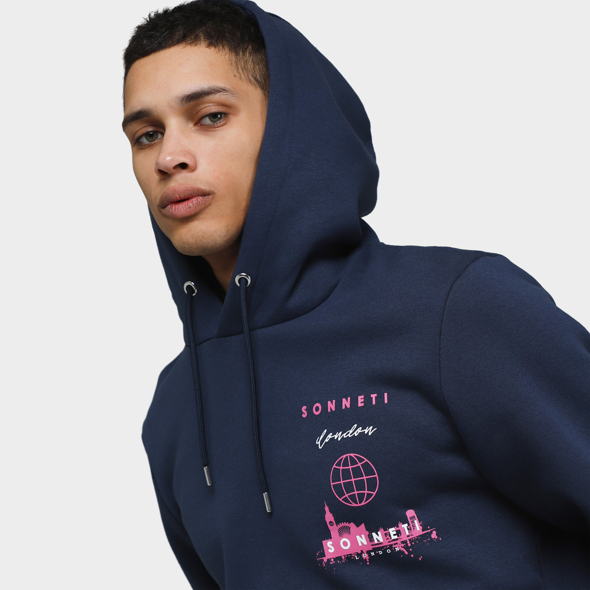 Sonneti Stack Logo Pullover Hoodie Mood Indigo