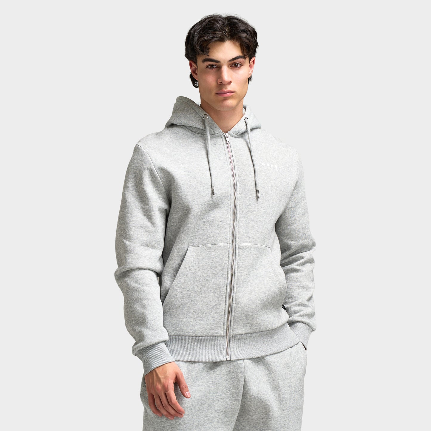 Sonneti London Full Zip Hoodie / Light Grey Marl