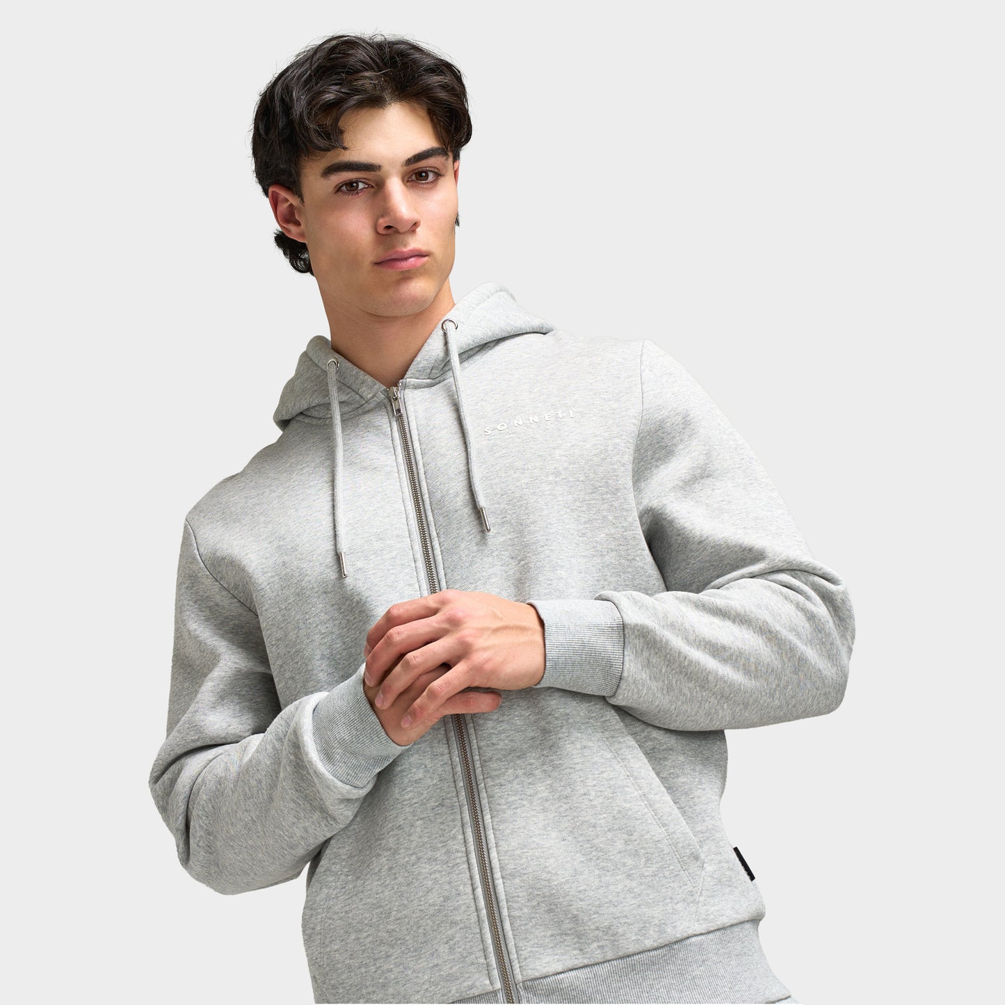 Sonneti London Full Zip Hoodie / Light Grey Marl