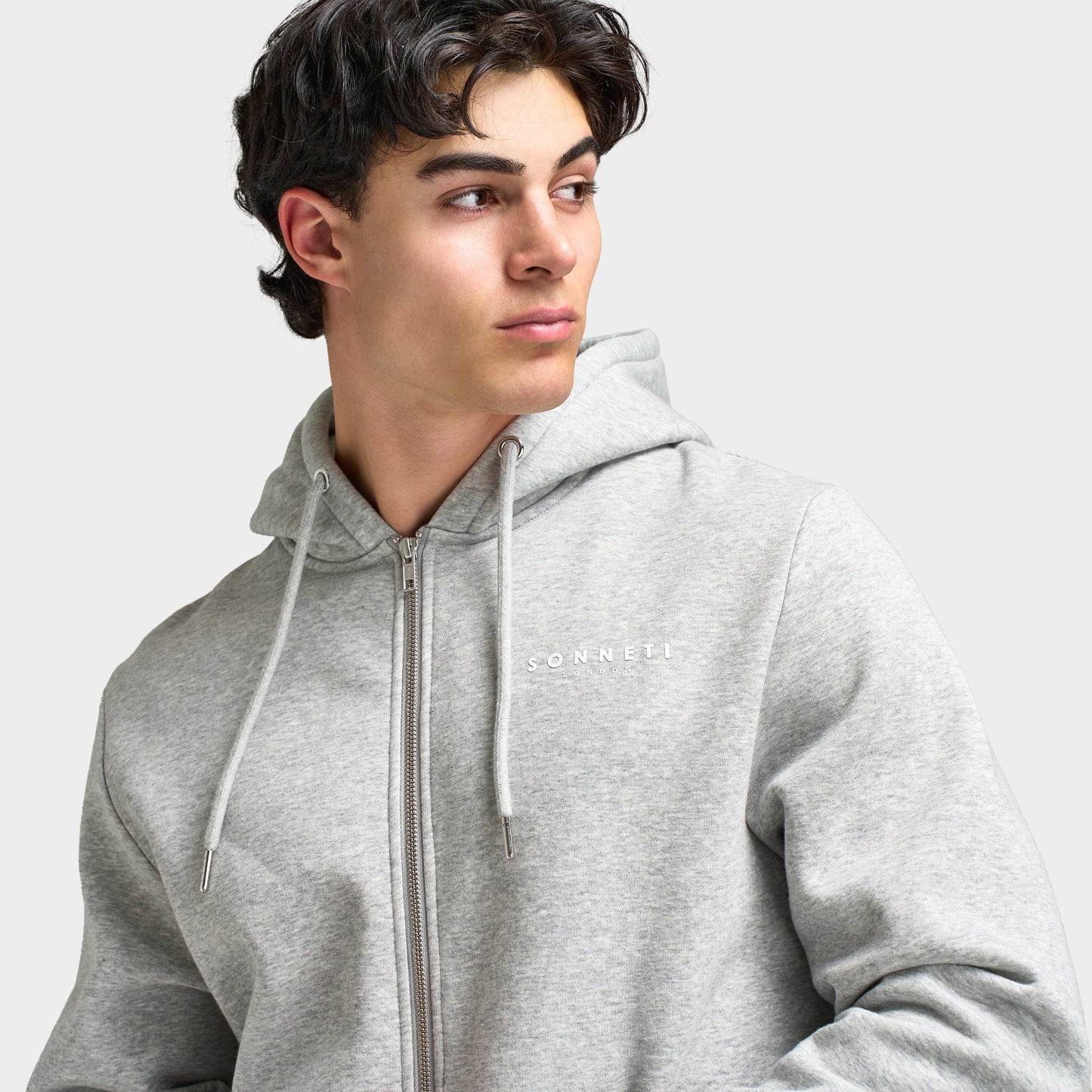 Sonneti London Full Zip Hoodie / Light Grey Marl