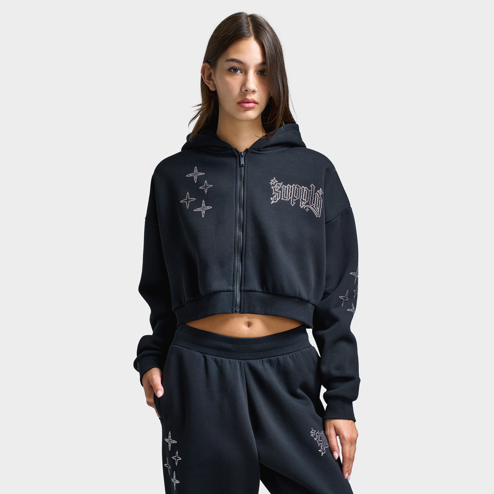 Supply & Demand Women's Kella Cropped Fullzip Hoodie / Black