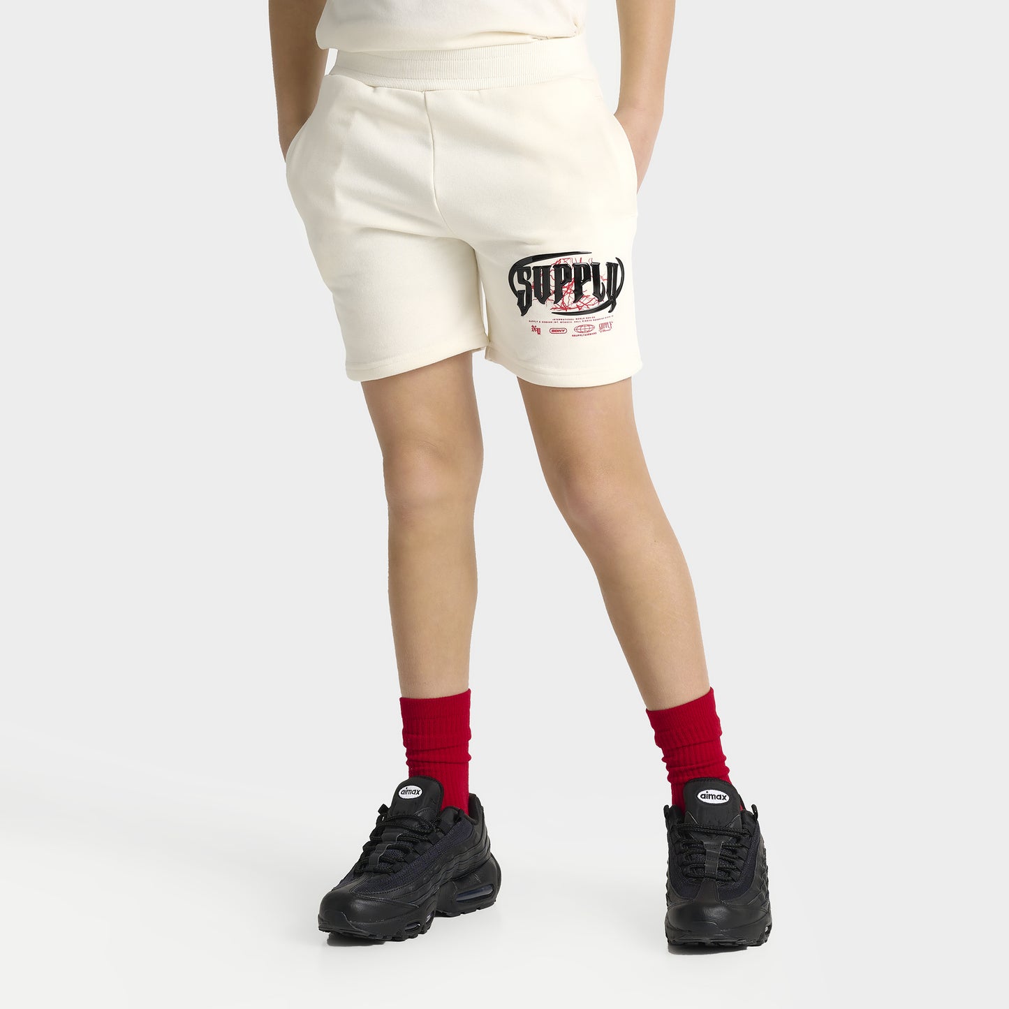 Supply & Demand Junior Garçons Short Chrome Tofu / Rouge Chinois