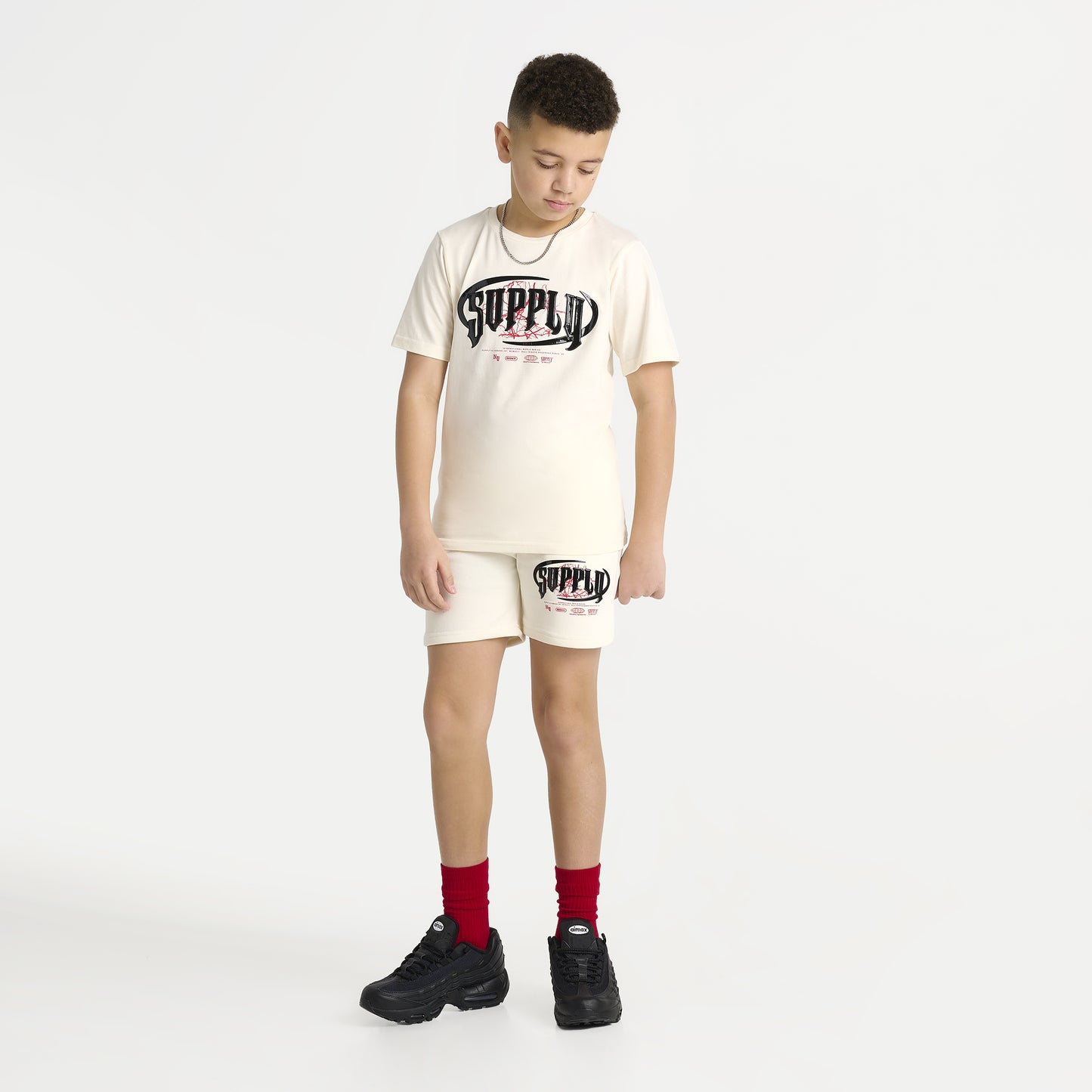 Supply & Demand Junior Garçons Short Chrome Tofu / Rouge Chinois