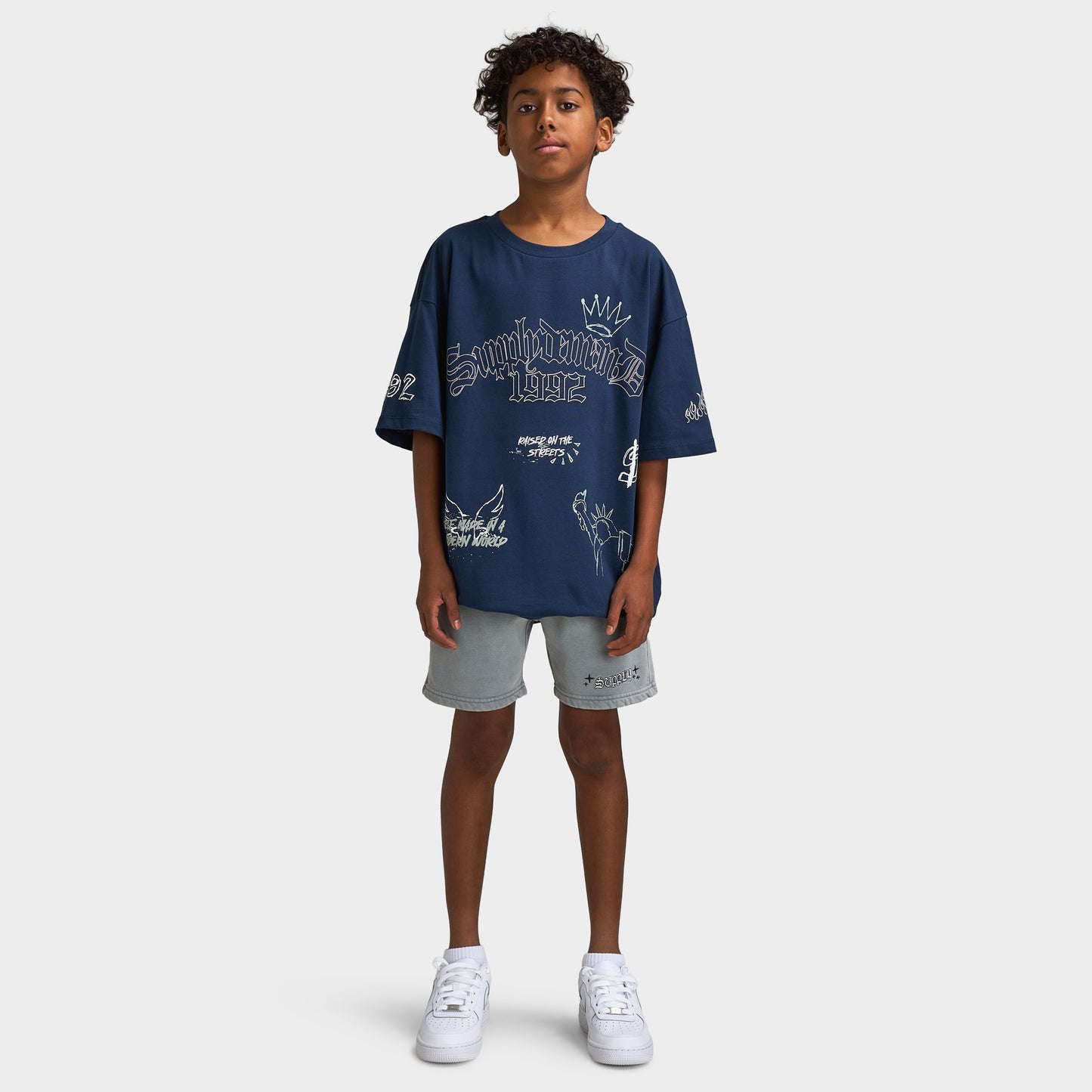 Supply & Demand Juniors' Scratch T-Shirt / Washed Navy Blazer