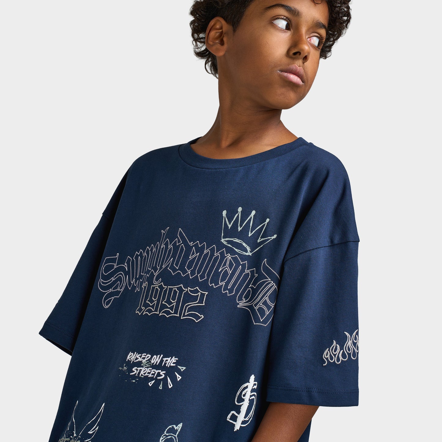 Supply & Demand Juniors' Scratch T-Shirt / Washed Navy Blazer