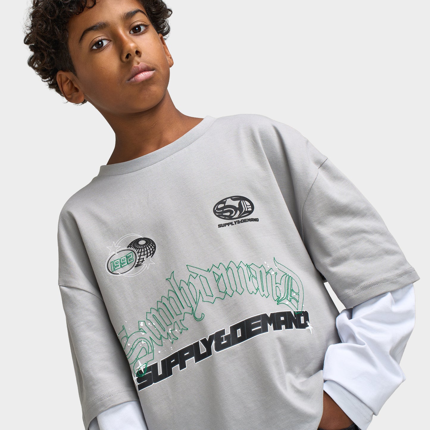 Supply & Demand Junior T-shirt à Manches Longues Global / Gris Ultimate