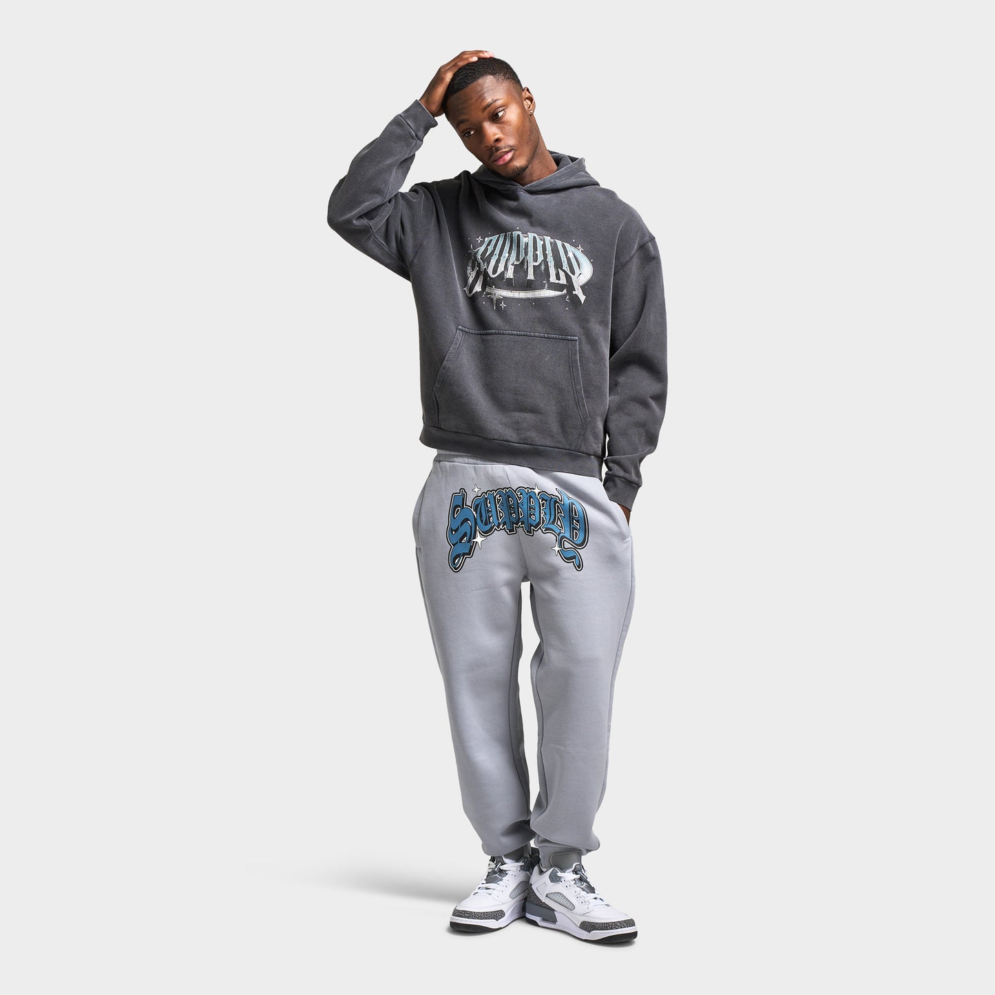 Supply & Demand Chrome Star Pullover Hoodie / Washed Black