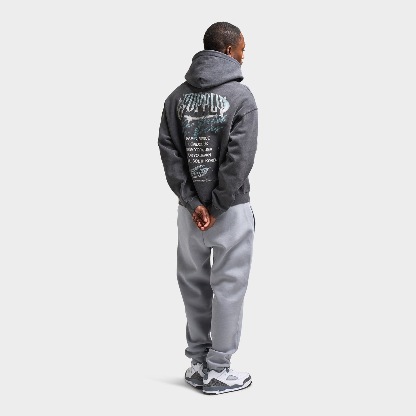 Supply & Demand Chrome Star Pullover Hoodie / Washed Black