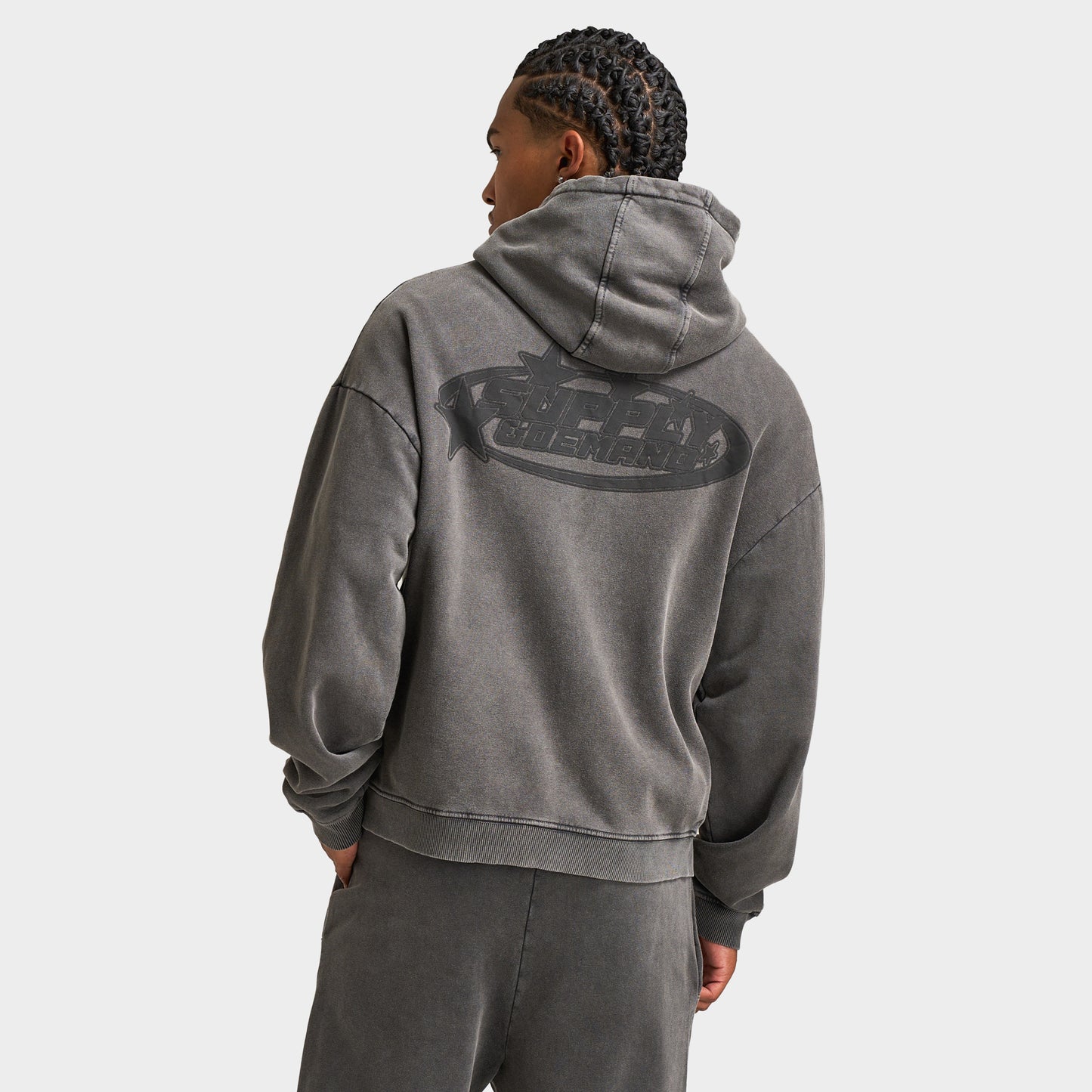 Supply & Demand Fracture Full Zip Hoodie / Washed Black