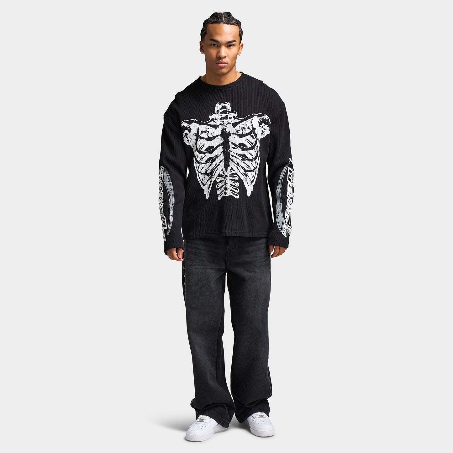 Supply & Demand Bonez Graphic Waffle T-Shirt / Black