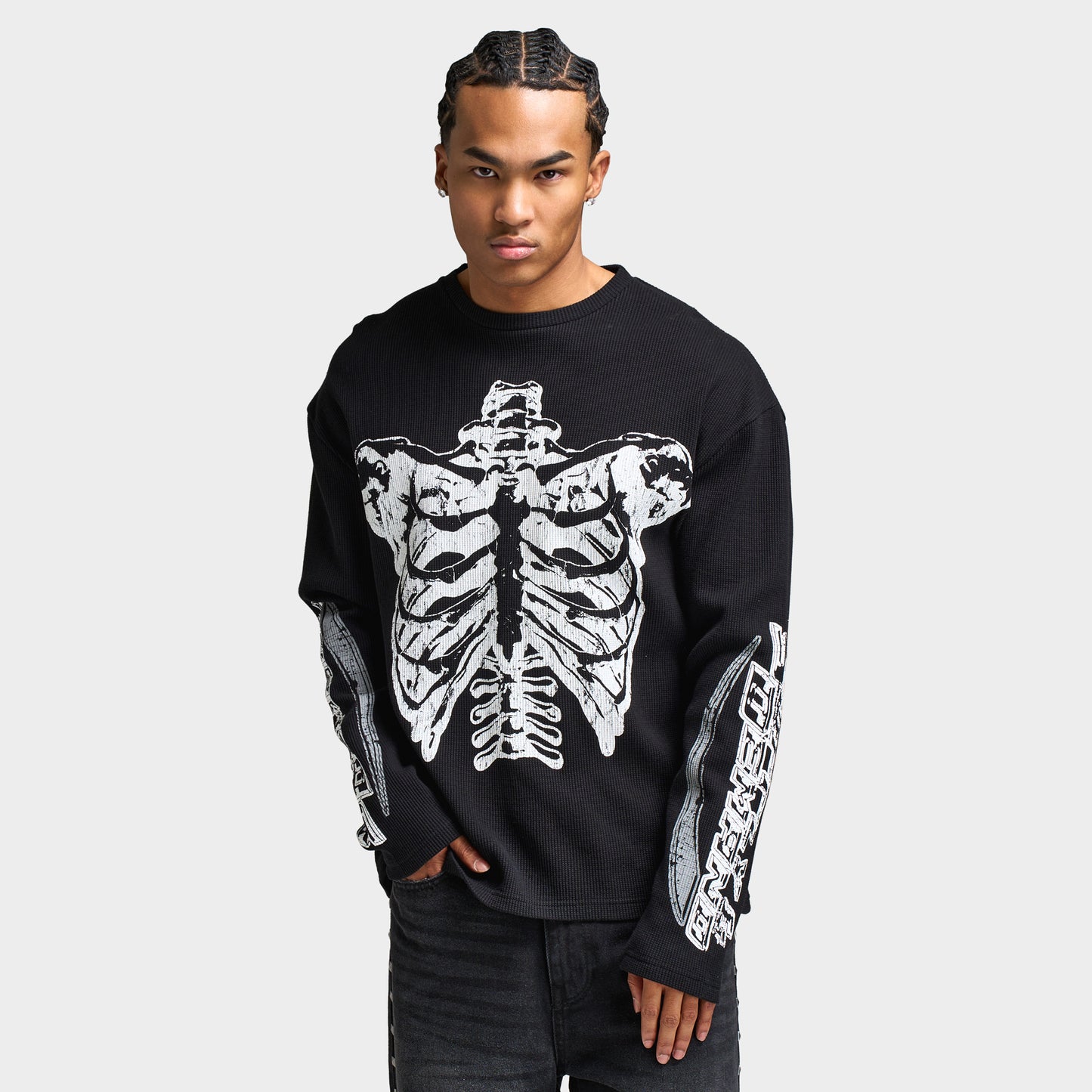 Supply & Demand Bonez Graphic Waffle T-Shirt / Black