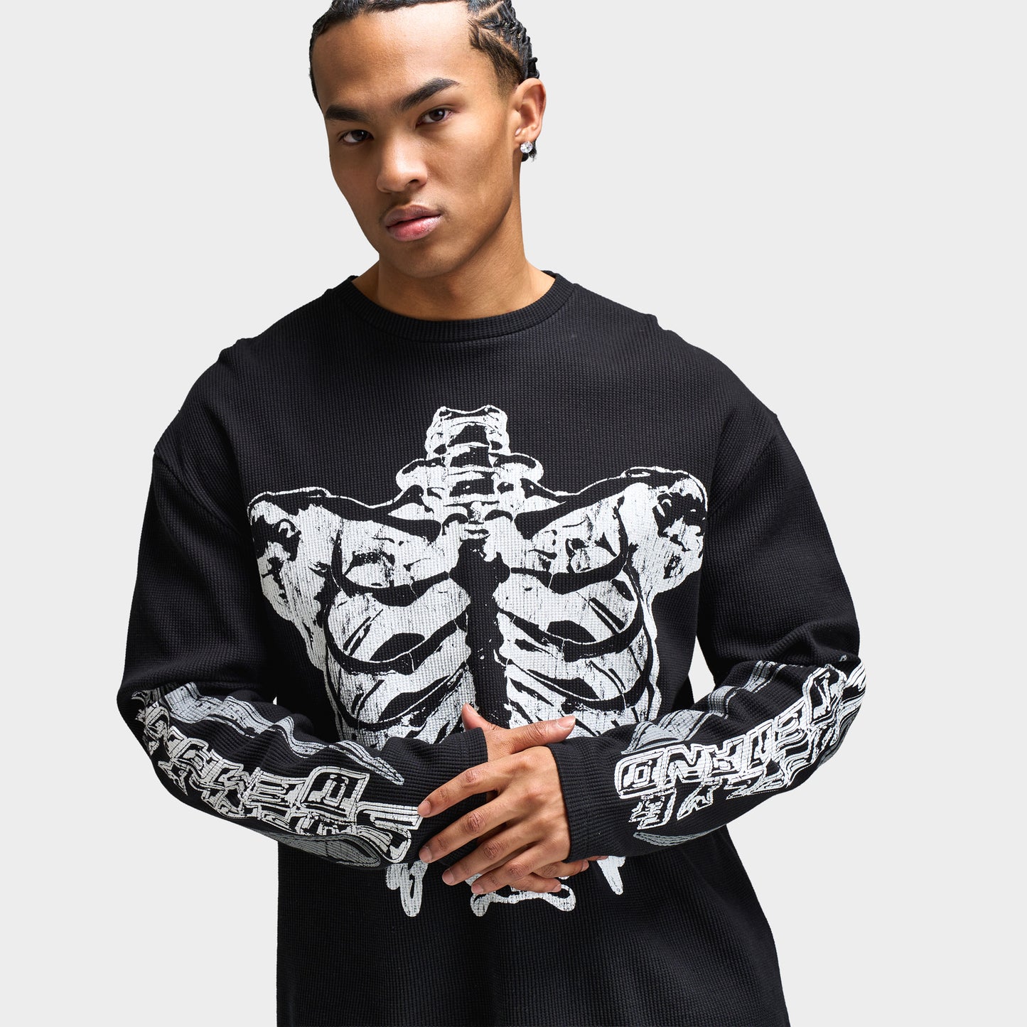 Supply & Demand Bonez Graphic Waffle T-Shirt / Black