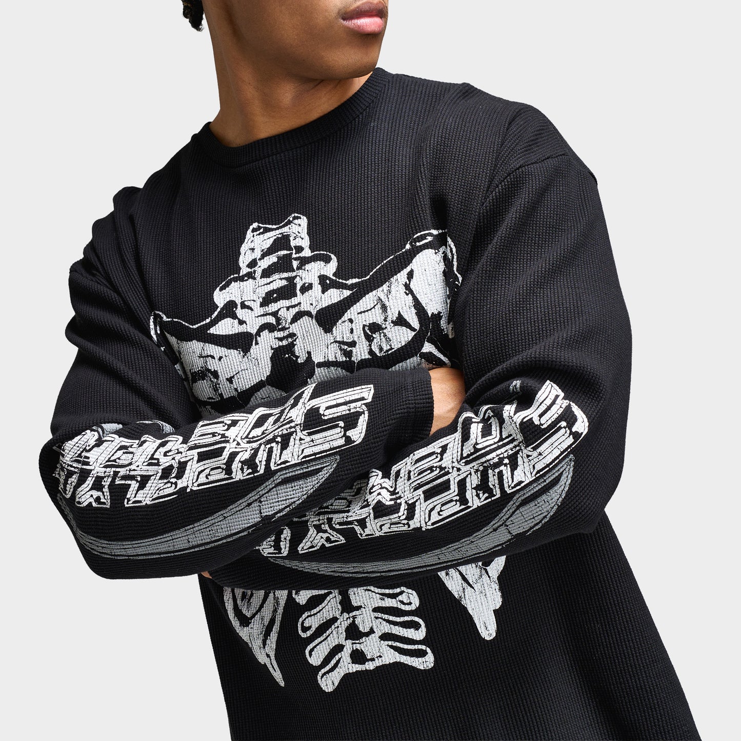 Supply & Demand Bonez Graphic Waffle T-Shirt / Black
