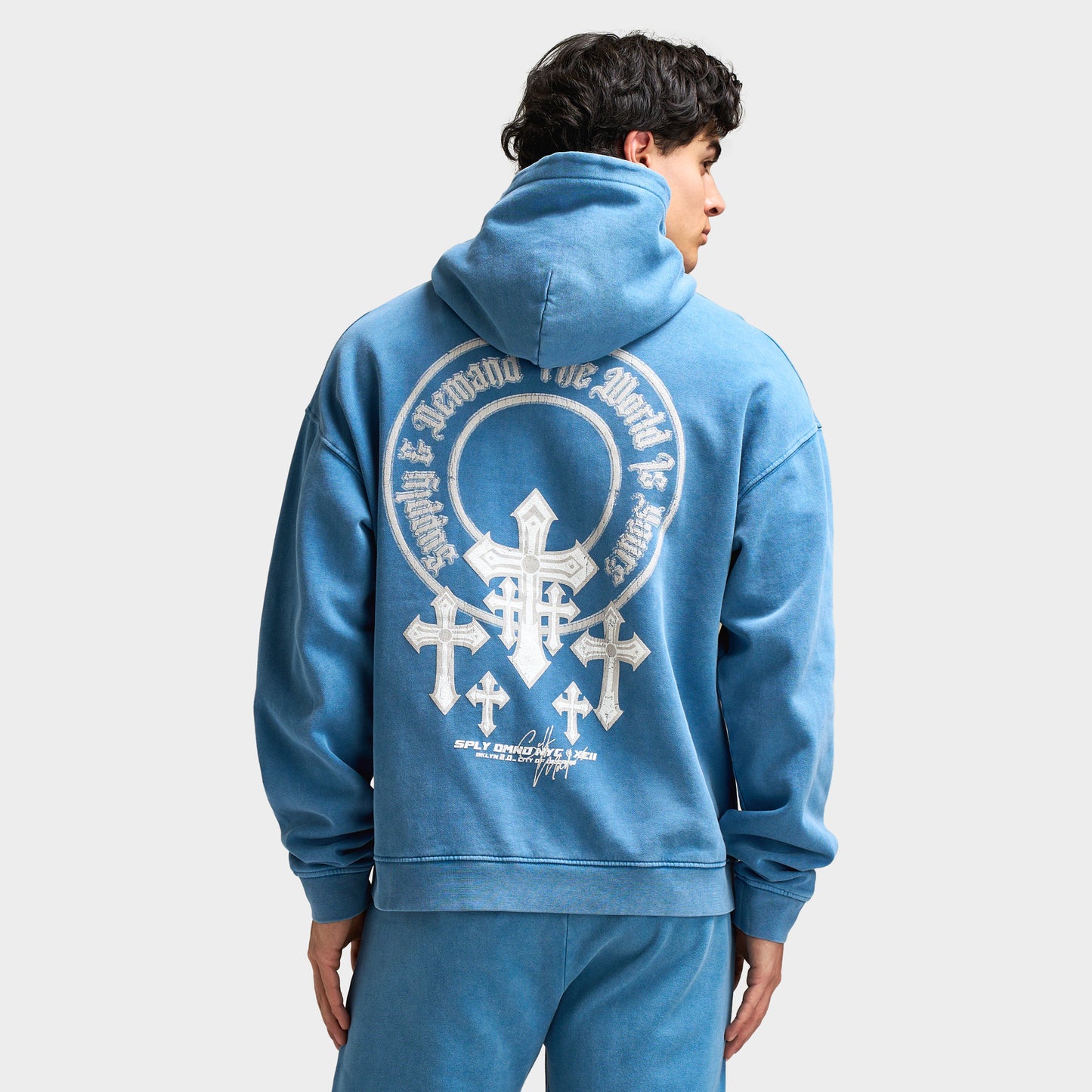 Supply & Demand Crosses Hoodie / Copen Blue