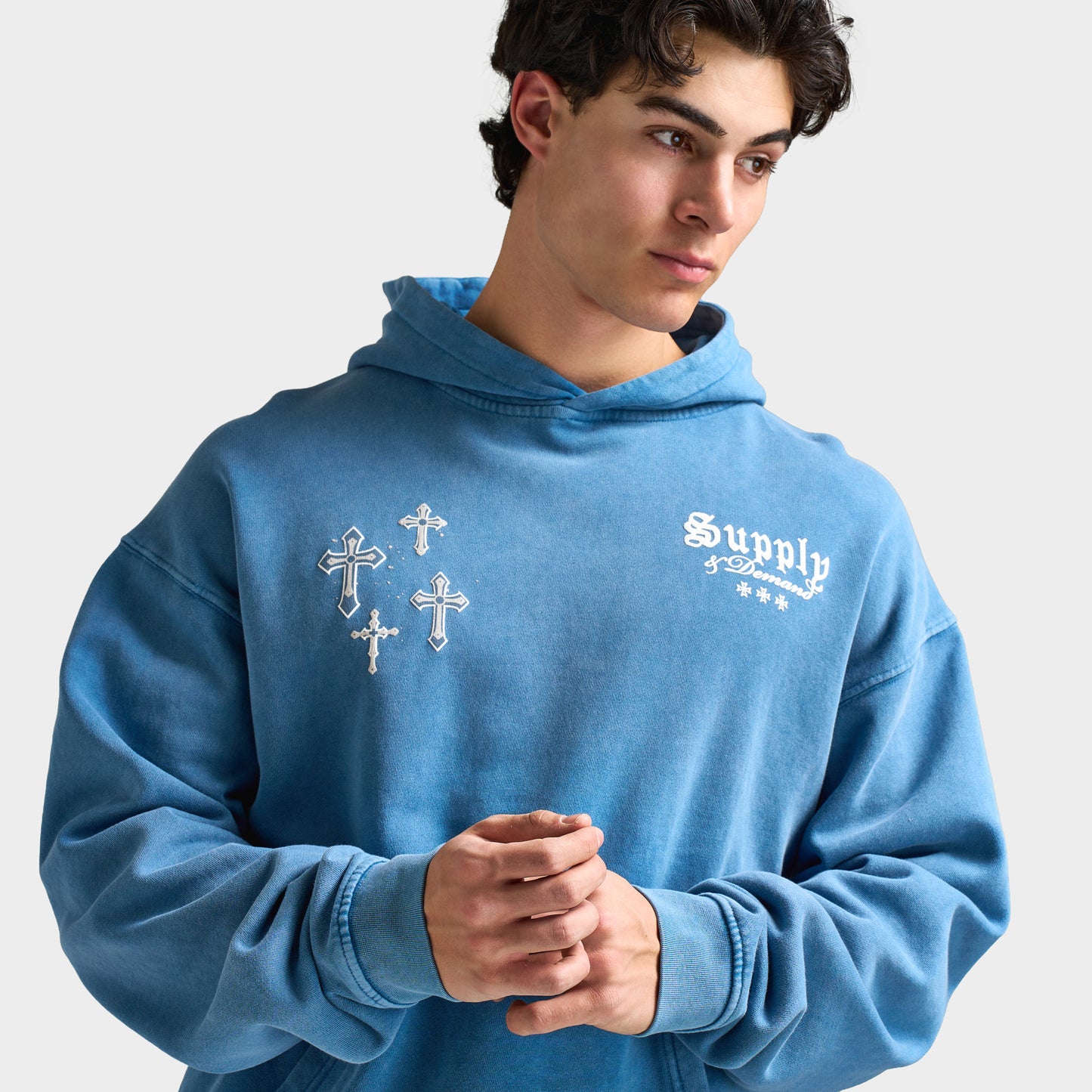 Supply & Demand Crosses Hoodie / Copen Blue
