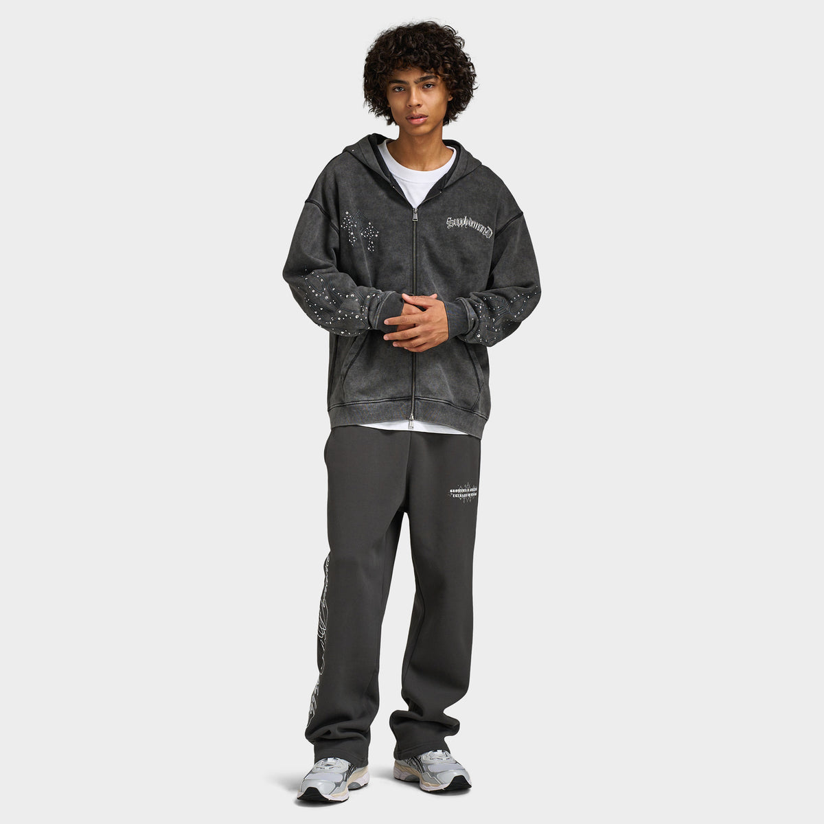 Supply & Demand Flame Fullzip Hoodie / Washed Black