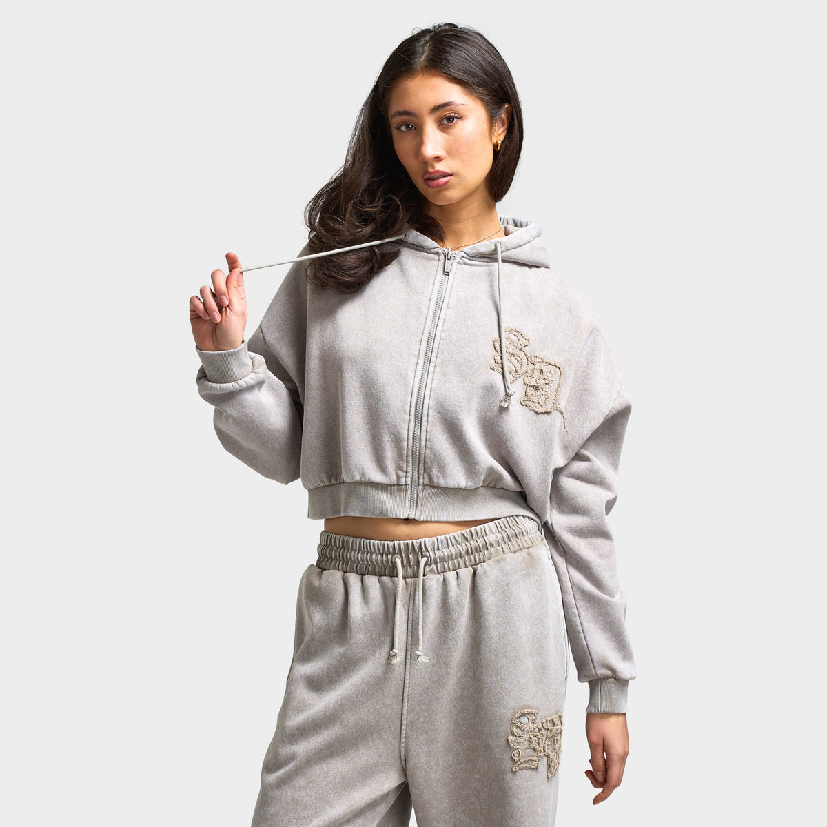 Supply & Demand Women's Bleek Cropped Hoodie / Beige Acid