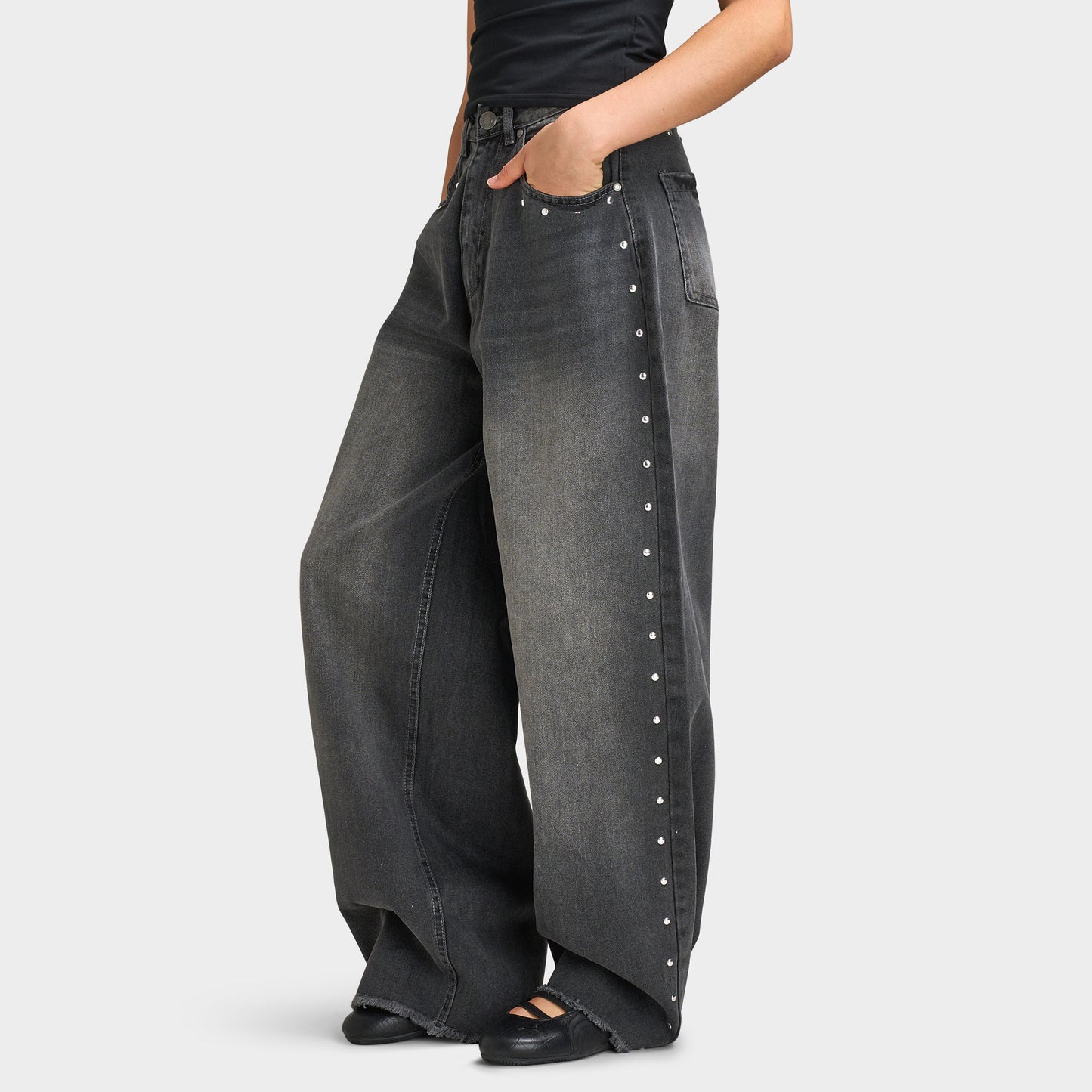 Supply & Demand Stud Jeans Large / Jeans Gris Délavé
