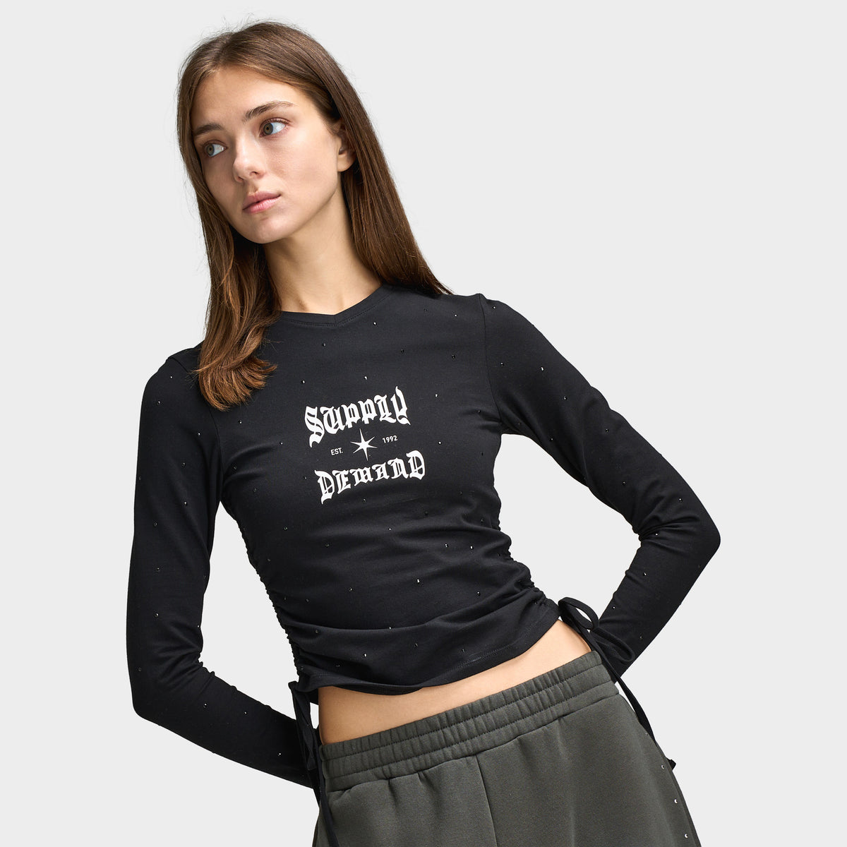 Supply & Demand Women's Sparkles Longsleeve Tee/ Black