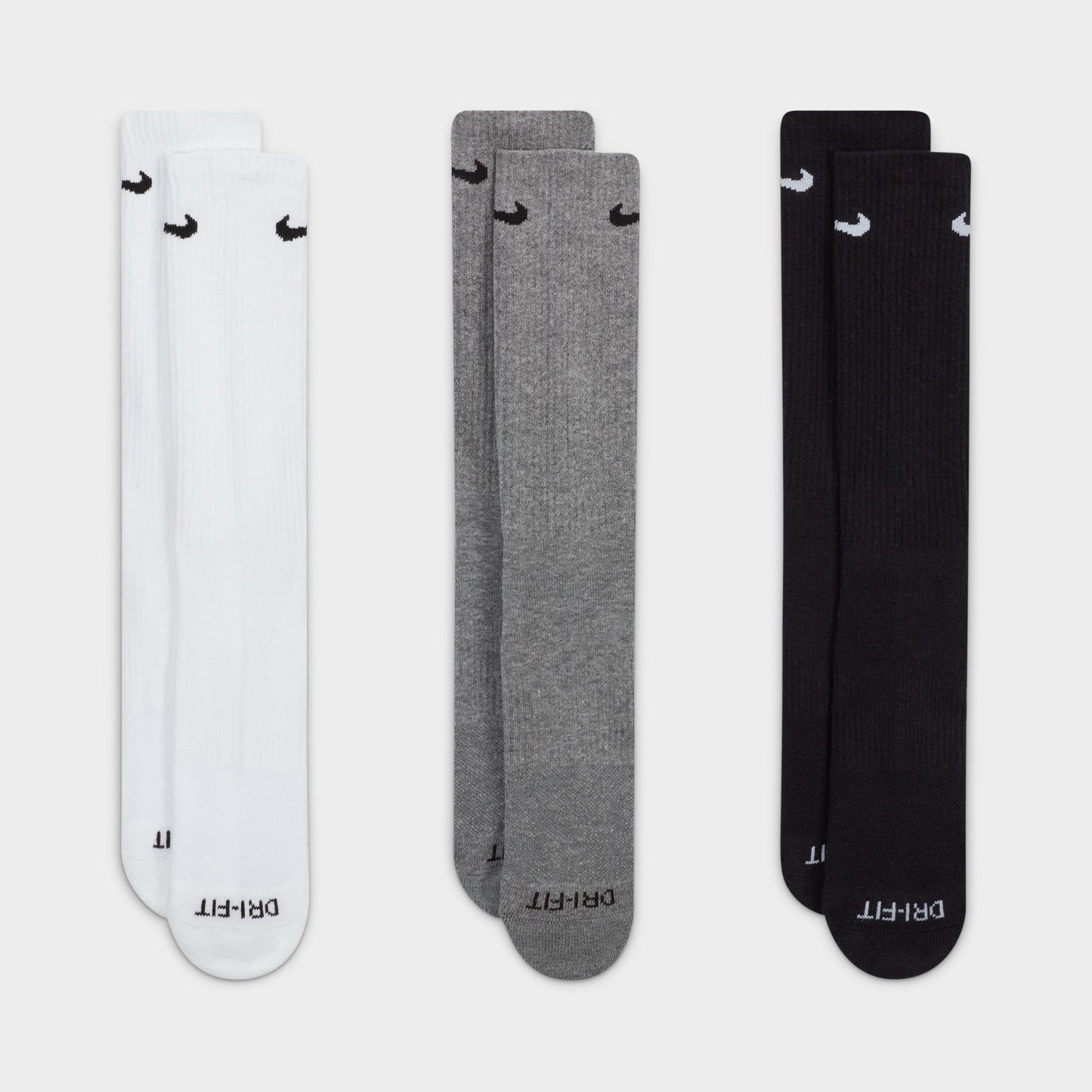 Nike Everyday Plus Cushioned Training Crew Socks (3-Pack) Black / White - Grey