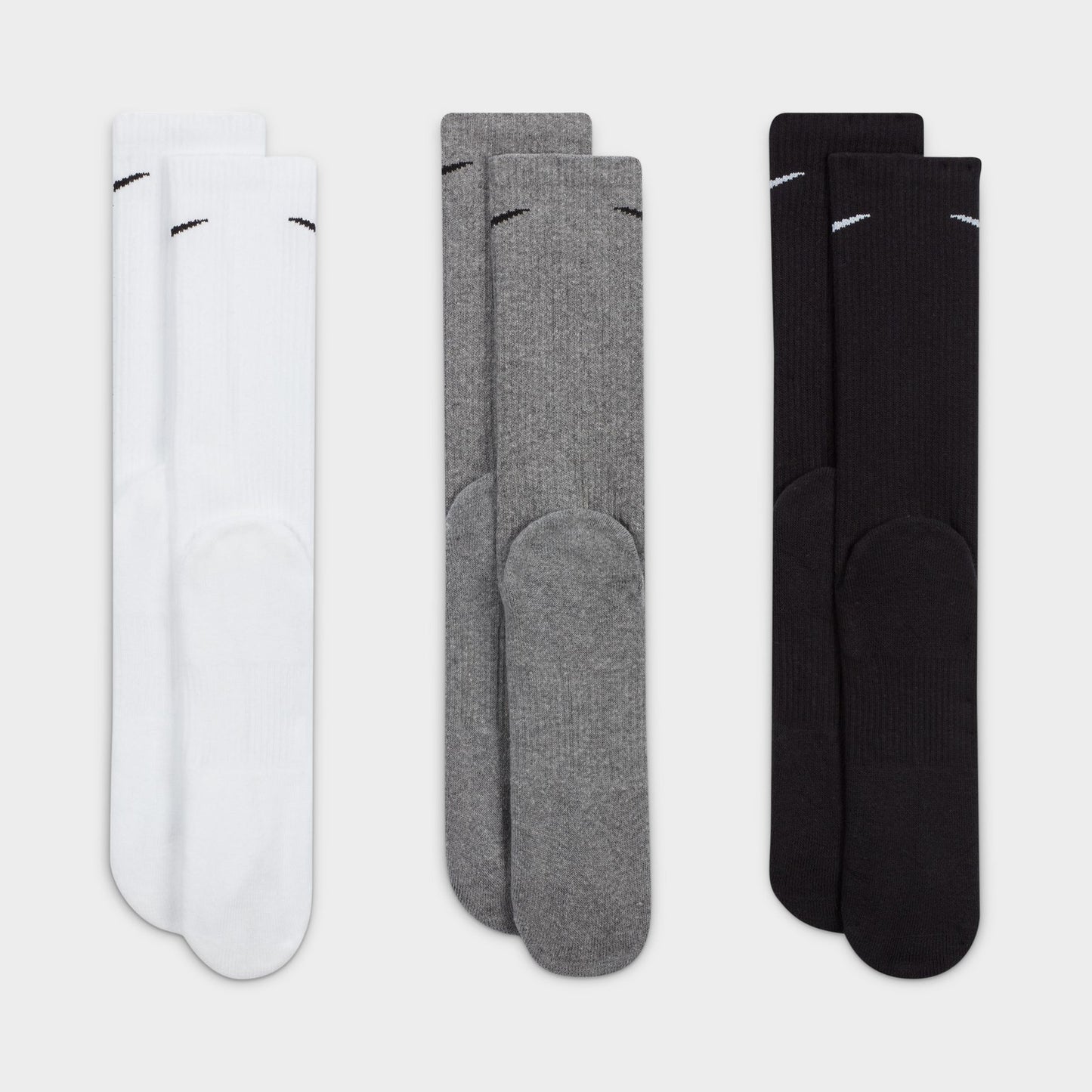 Nike Everyday Plus Cushioned Training Crew Socks (3-Pack) Black / White - Grey