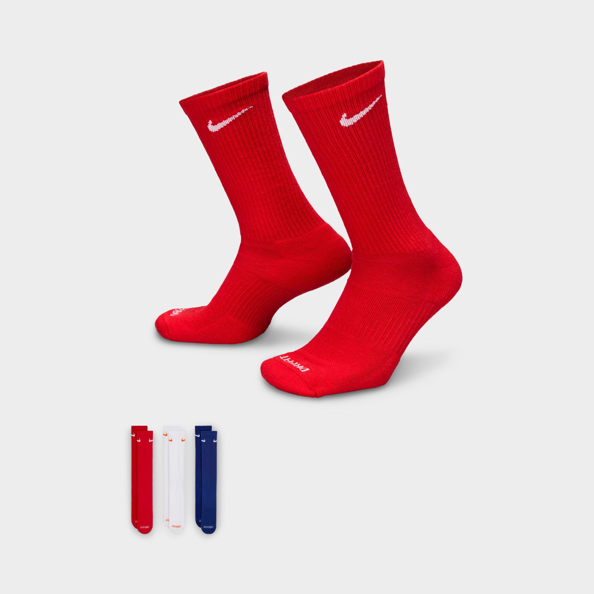 Nike Everyday Plus Cushioned Crew Socks (3-Pack) Red / White