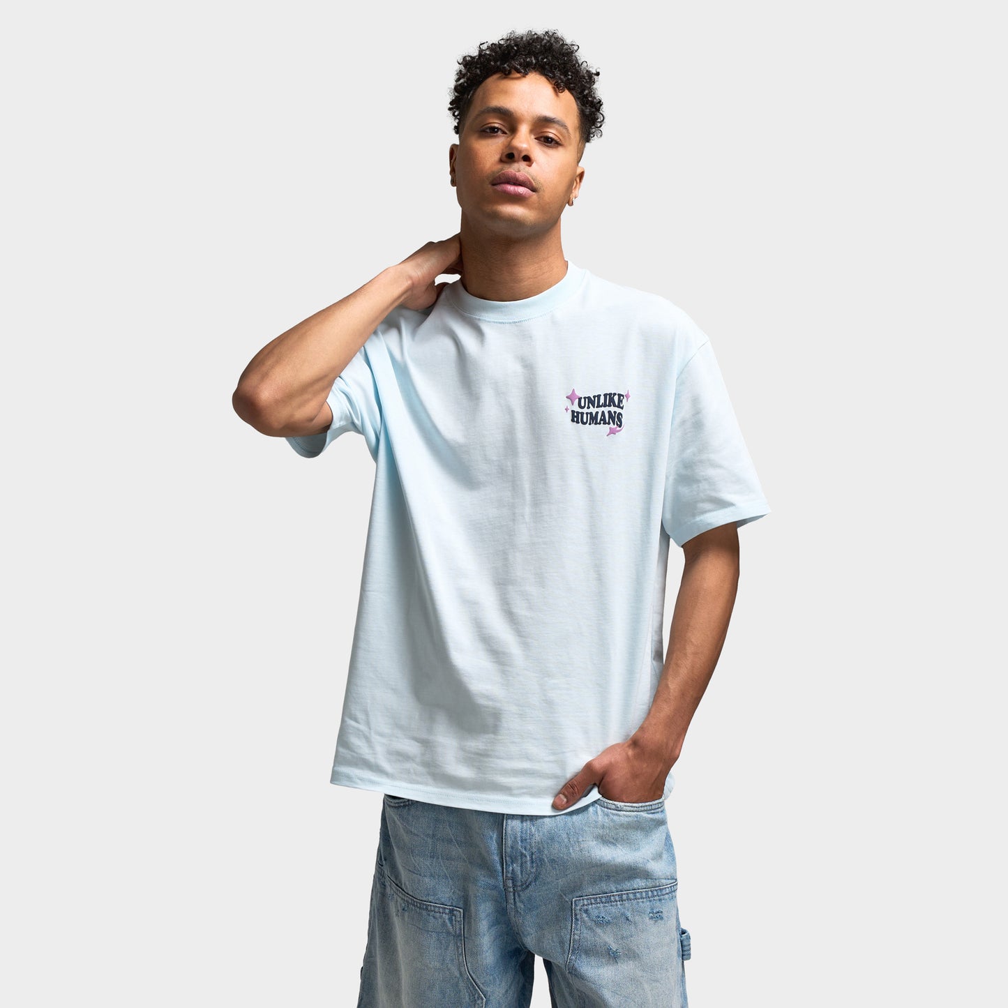 Unlike Humans Good Days T-Shirt Graphique / Bleu Délicat