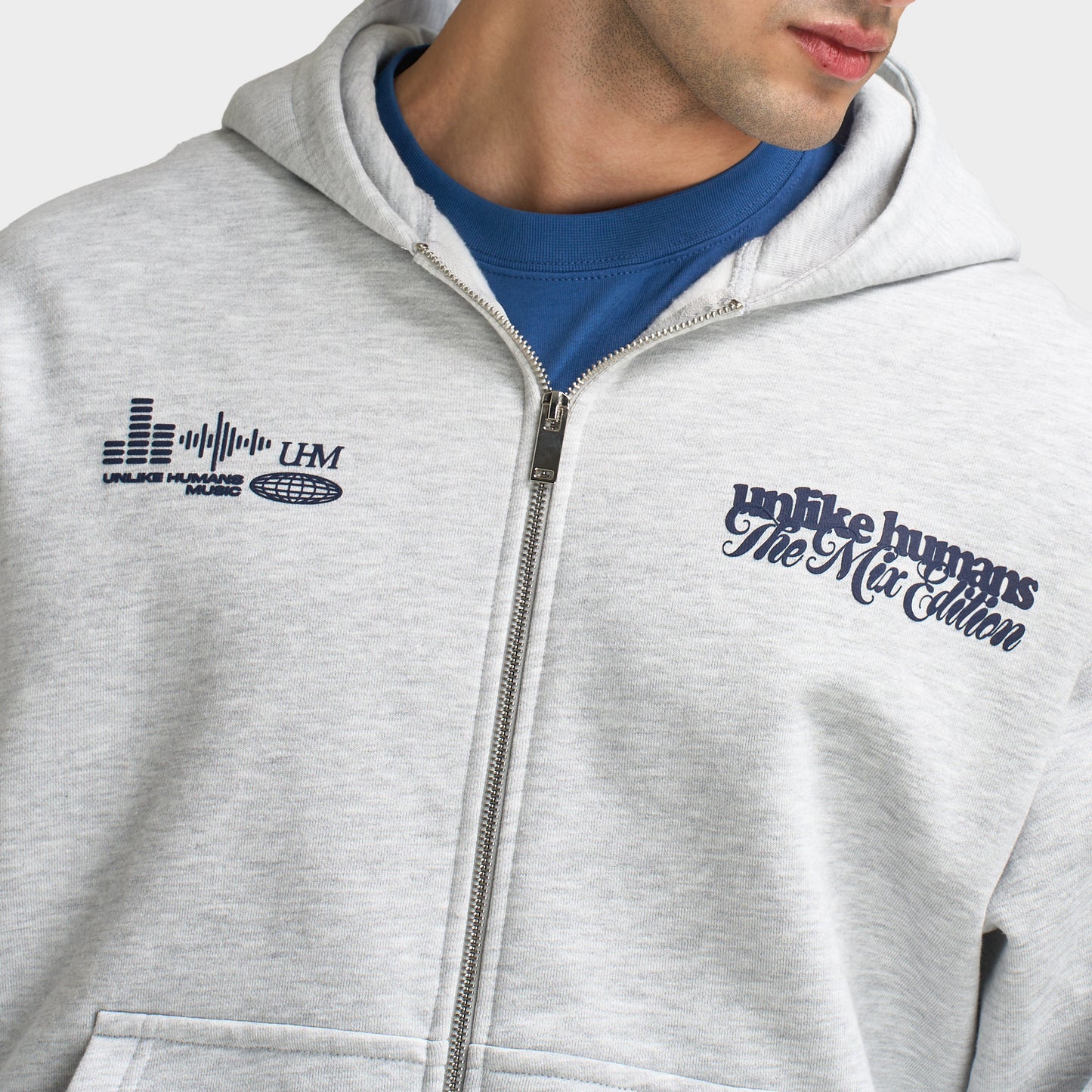 Unlike Humans Mixer Full-Zip Hoodie / Grey Marl