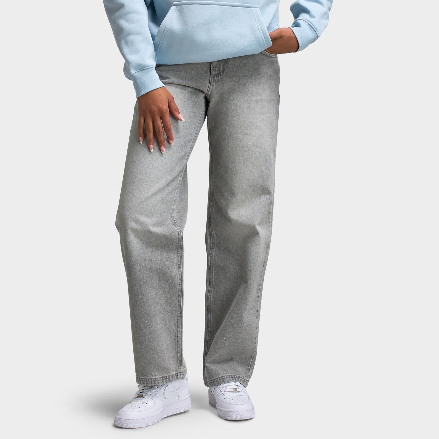 Unlike Humans Femmes Jean taille mi-haute / Délavage gris