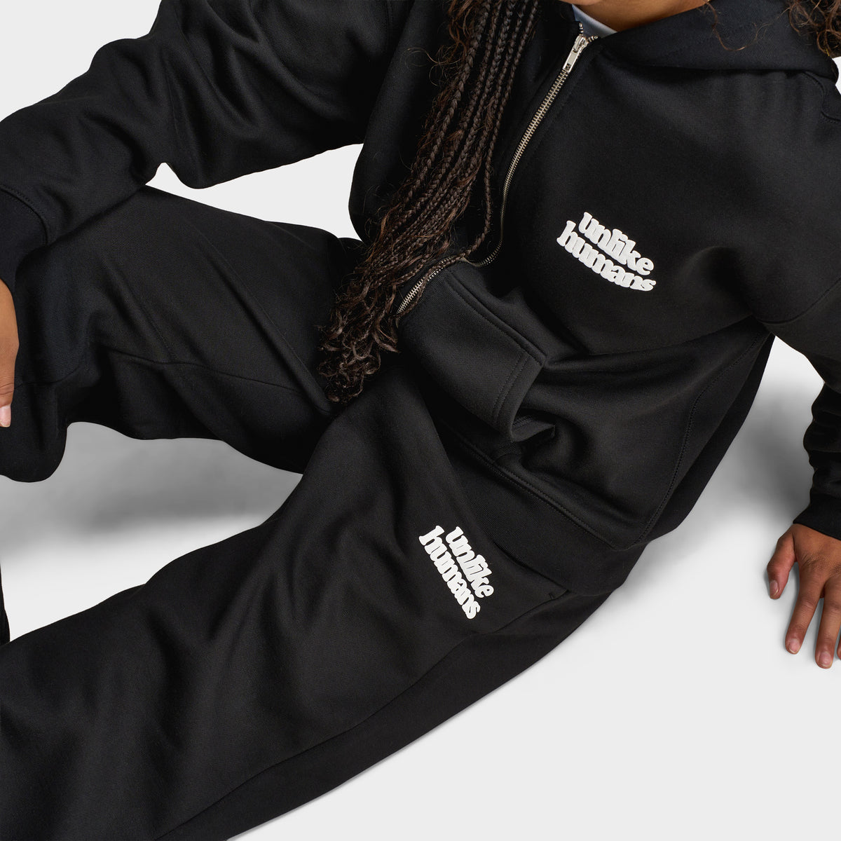 Unlike Humans Pantalon de jogging Bubble à jambes larges pour femmes / Noir