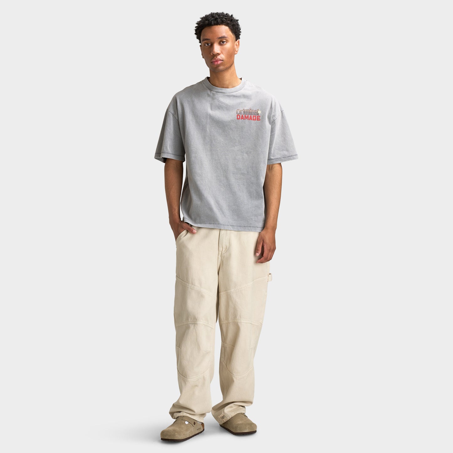 Criminal Damage Mens' Vending T-Shirt / Washed Grey